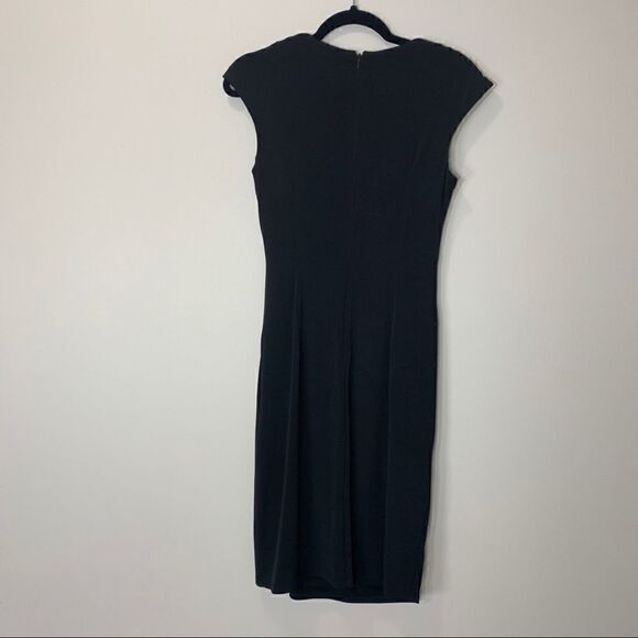 JAX Black Evening Cocktail Dress Cap Sleeve Ruched - Picture 8 of 11